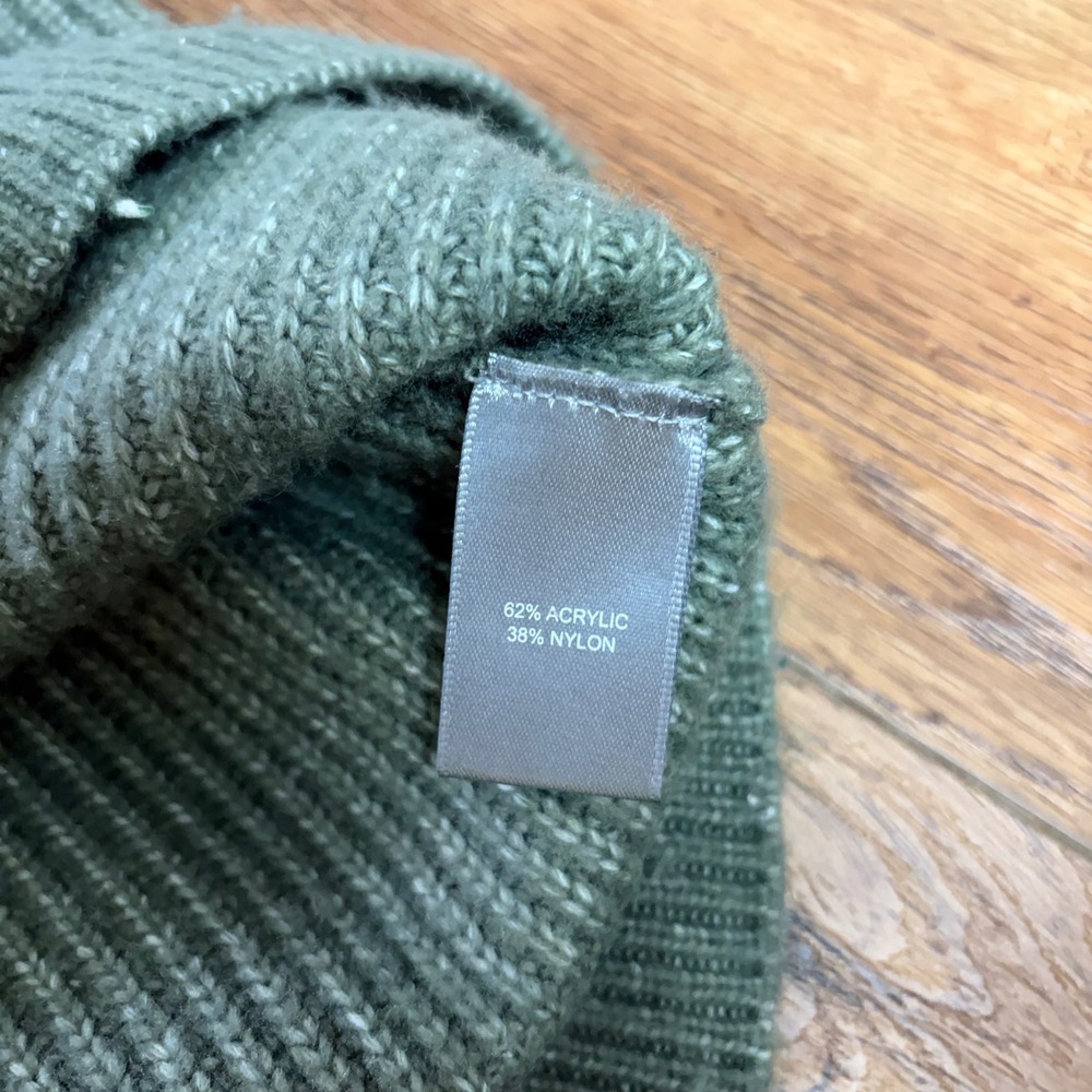 Marled Olive Green chunky knit sweater cardigan Button Front Women's Size L - Picture 8 of 9